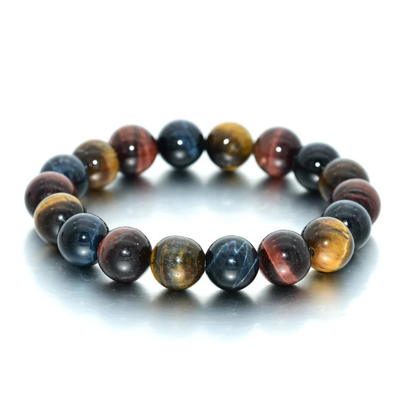 Rockstario Natural Tiger Eye Stone Men's Bracelet