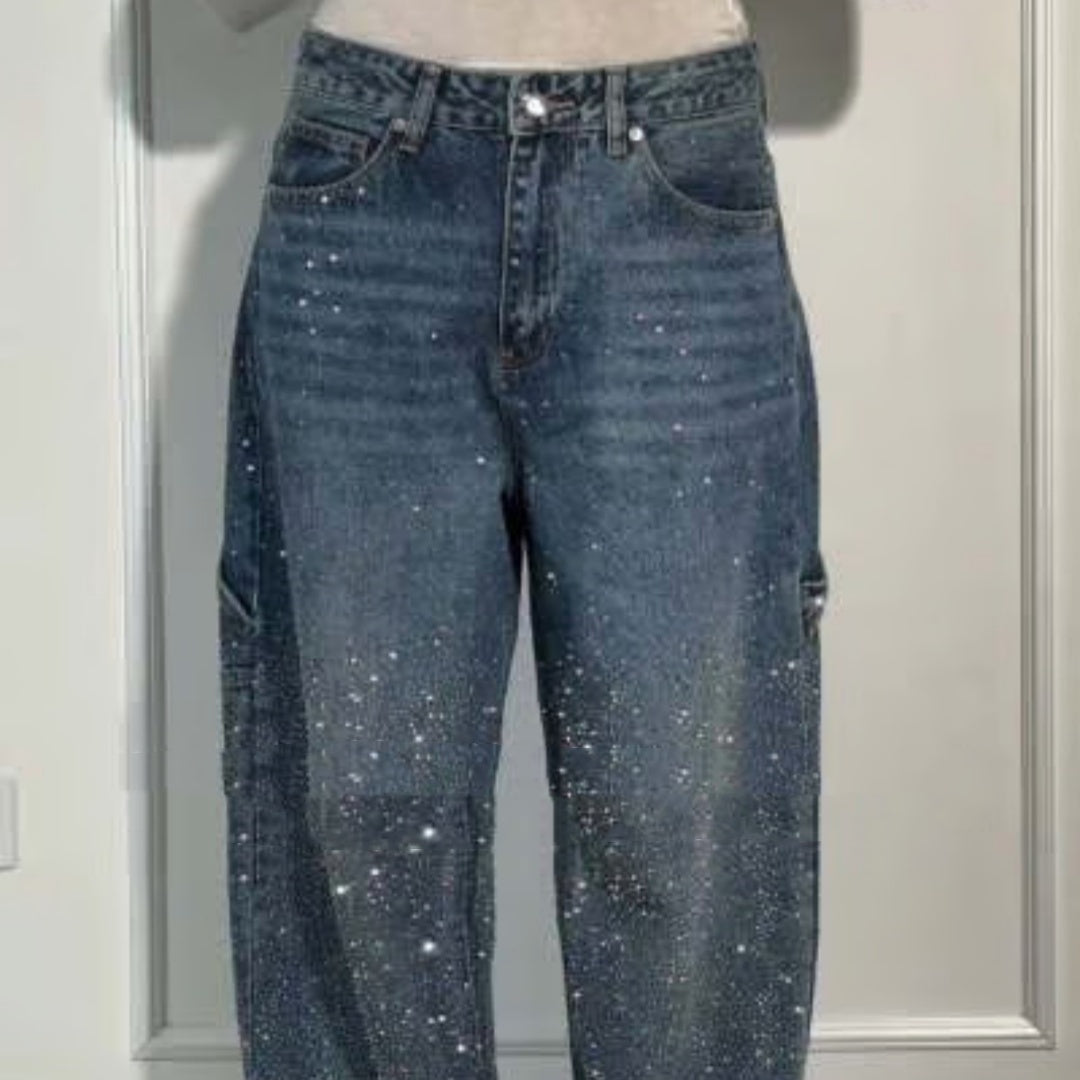 Rockstario Rhinestone Loose Harem Jeans