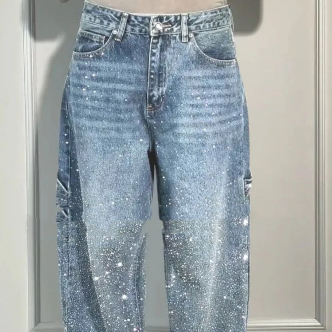 Rockstario Rhinestone Loose Harem Jeans